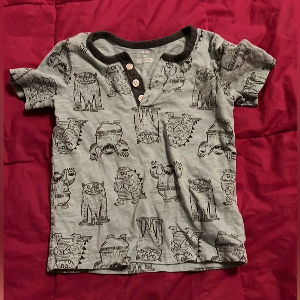 4T Carter’s Mint blue & gray short-sleeve shirt